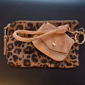 Chic Leopard Print Wristlet with Tan Pouch